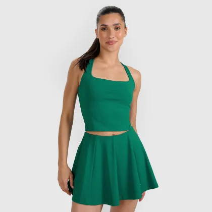 Crop-top tenisový rýchloschnúci dámsky - zelený