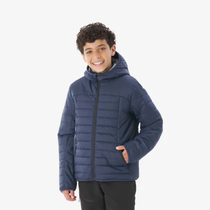 QUECHUA Detská prešívaná bunda MH100 7 - 15 r. modrá 10-11 r (141-150 cm)