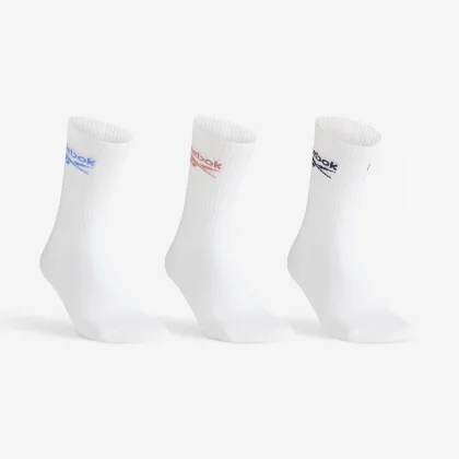 REEBOK Športové ponožky vysoké s logom 3 páry biele 43-46