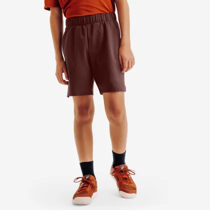 KUIKMA Detské tenisové šortky TSH DRY hnedé 8-9 r (131-140 cm)