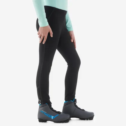 INOVIK Detské hrejivé legíny XC S Tight 100 na bežecké lyžovanie čierne 6 rokov