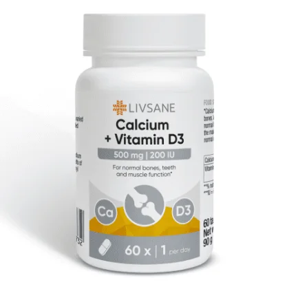 LIVSANE Calcium + vitamin D3 500 mg 200 IU 60 tabliet