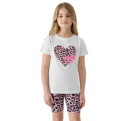 Lány póló rövid ujjú 4F JUNIOR TSHIRT-4FJWSS24TTSHF1143-10S-WHITE