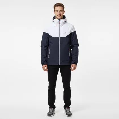 DECATHLON Pánska bunda na jachting Sailing 100 nepremokavá hrejivá modro-biela XL