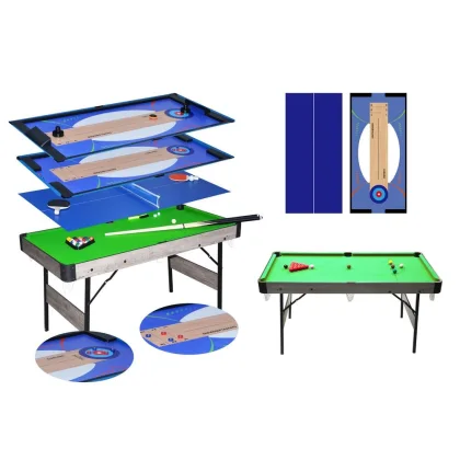 Multifunkčný herný stôl 6 v 1, biliard, snooker, air hokej, ping pong, curling, shuffleboard, 5 ft