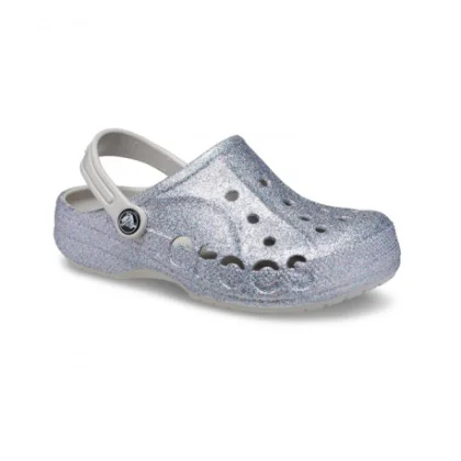 Lányi krokszik (szabadidőcipő) CROCS Baya Glitter Clog T silver