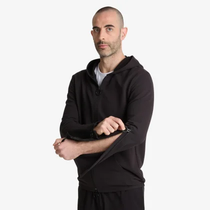 DECATHLON Pánska mikina s jednoduchým obliekaním čierna S