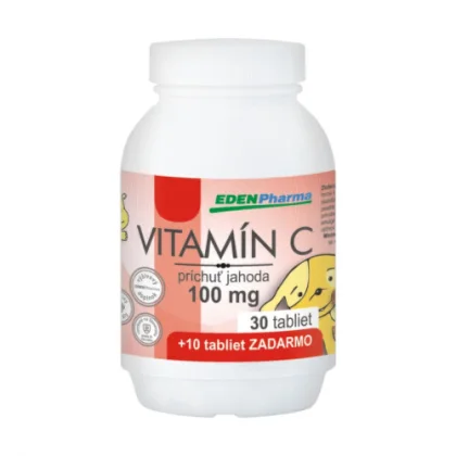 EDENPHARMA Vitamín C 100 mg príchuť jahoda 30 + 10 tabliet ZADARMO