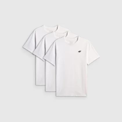 T-shirt regular hladký pánsky (3-pack) - biely