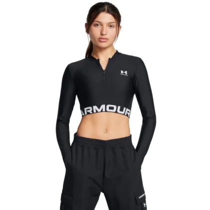 Under Armour Dámsky top HeatGear Rib 1/4 Zip LS Grey XSXS