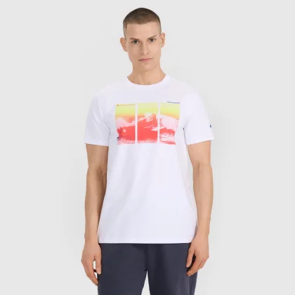 T-shirt regular s potlačou pánsky - biely