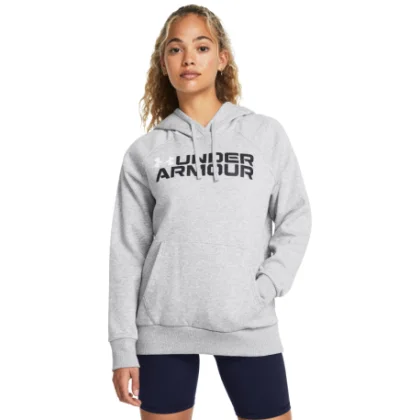 Dámska zateplená mikina s kapucňou UNDER ARMOUR Rival Fleece Wordmark Hoodie-GRY