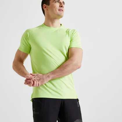 DOMYOS Pánske tričko 520 na kardio fitness zelené M