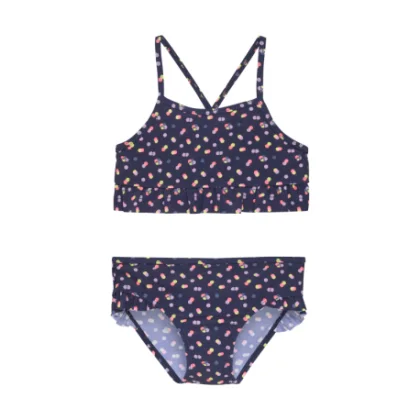 Dievčenské plavky COLOR KIDS Bikini W. Frills, AOP, dress blues