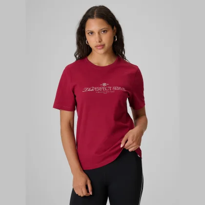 T-shirt relaxed s potlačou dámsky - burgundský