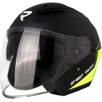 Street Racer otevřená helma Sonic matná černo-fluo žlutá