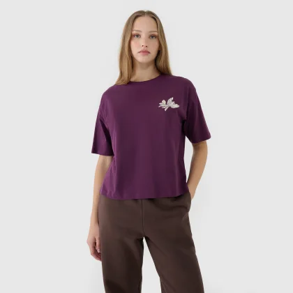Dámské tričko oversize s potiskem - fialové