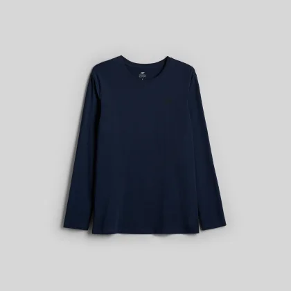 Longsleeve slim hladký pánsky - námornícky modrý