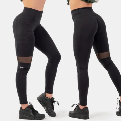 Legíny s vysokým pásom SPORTY 404 (black) - NEBBIA