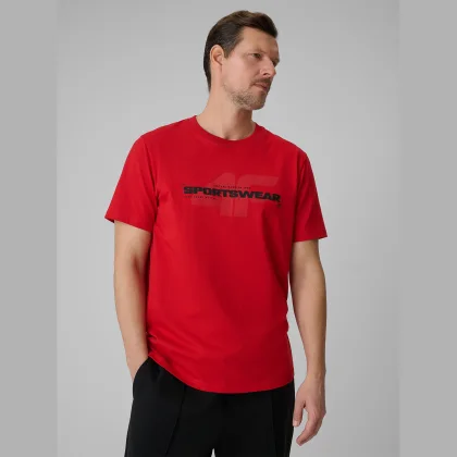 T-shirt regular s potlačou pánsky - červený