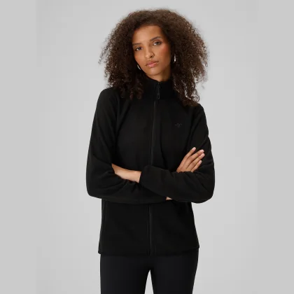 Slim fleece so stojačikom dámsky - čierny