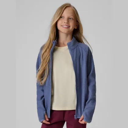 Fleece regular so stojačikom dievčenský - denim