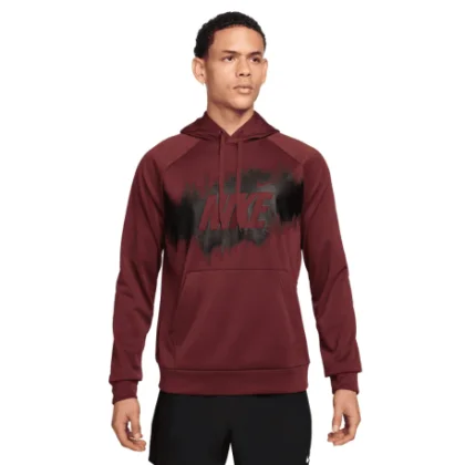 Pánska zateplená tréningová mikina s kapucňou NIKE M NK TF FLEECE PO HD GFX DARK TEAM RED