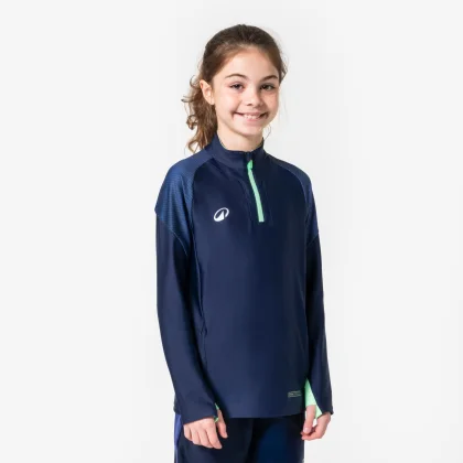 KIPSTA Detská futbalová mikina VIRALTO KIDS Boreal tmavomodrá 14-15 r (161-172 cm)