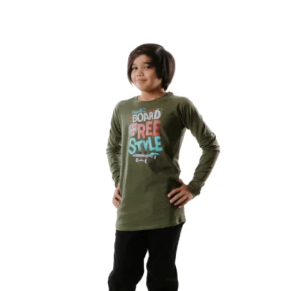 Chlapčenské tričko s dlhým rukávom AUTHORITY KIDS T-SKATE olive