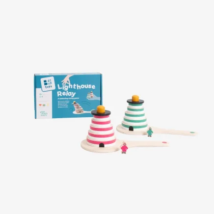 BS TOYS Preteky majákov – detská drevená hra zameraná na šikovnosť bez