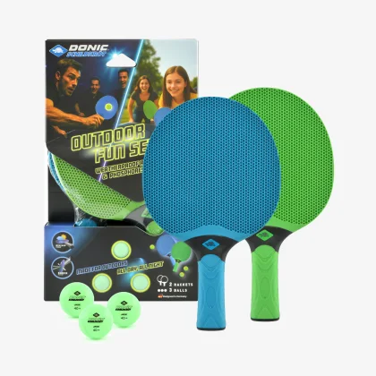 DONIC Súprava rakiet a loptičiek na stolný tenis exteriér modro-zelená konkávny tvar