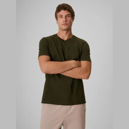Tričko regular hladké pánske - khaki