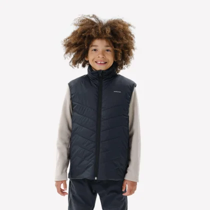 QUECHUA Detská turistická vesta MH500 prešívaná 7 – 15 rokov čierna 8-9 r (131-140 cm)