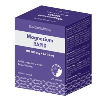 Slovakiapharm Magnesium RAPID prášok rozpustný v ústach, príchuť limetka, vrecká 20 ks