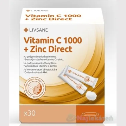 LIVSANE Vitamín C 1000 + zinok direct vrecúška 2,2 g 30 ks
