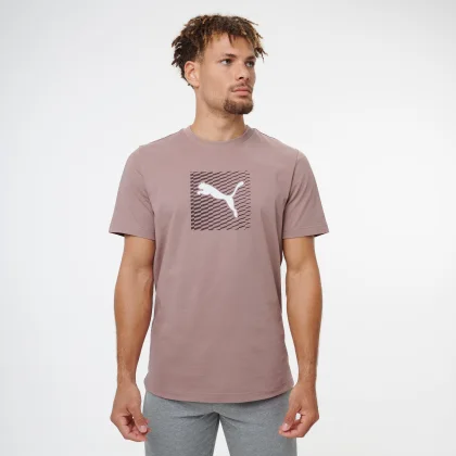 PUMA Pánske bavlnené tričko s krátkym rukávom – hnedé L