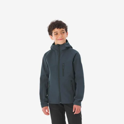 QUECHUA Detská turistická bunda MH900 softshellová 7-15 rokov sivá 12-13 r (151-160 cm)