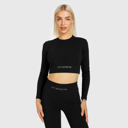 Dámsky Crop Top Iron Aesthetics Rib, čierny