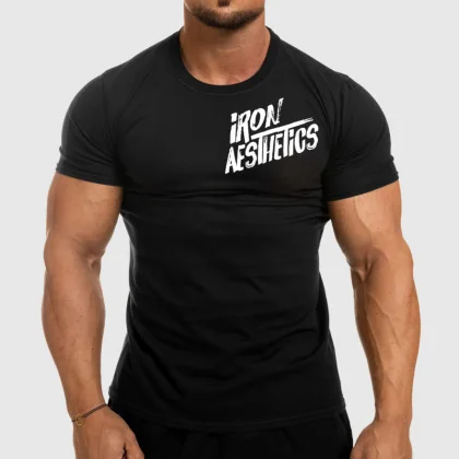 Pánske fitness tričko Iron Aesthetics Splash, čierne