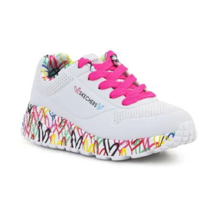 Dívčí rekreační obuv SKECHERS Uno Lite Lovely Luv K white pink