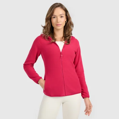 Dámsky slim fleece s kapucňou - ružový