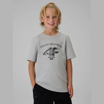 T-shirt regular s potlačou chlapčenský - sivý