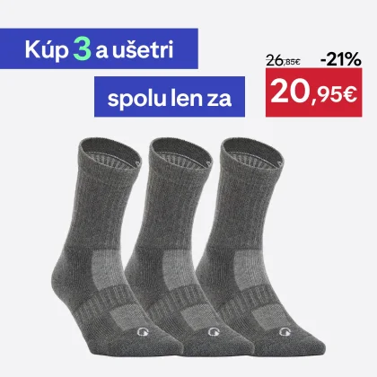 DECATHLON Tenisové ponožky RS 500 vysoké 3 páry sivé 35-38