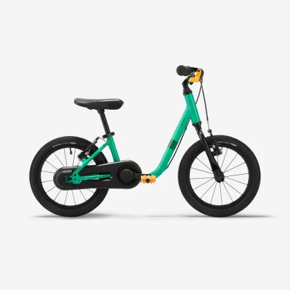 BTWIN Detský bicykel a odrážadlo 2v1 Discover 900 3-5 r. 14″ zelený 14"