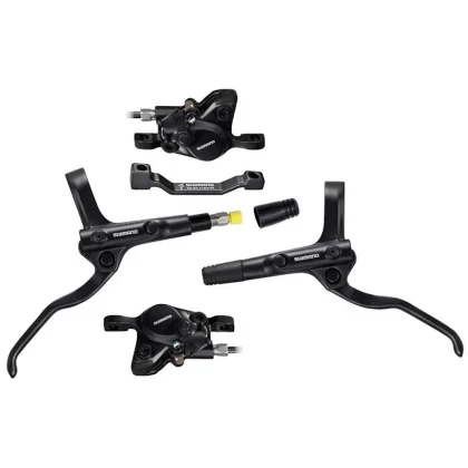Shimano brzda kotoučová MT200 černá, přední + zadní komplet bez kotoučů / černé hadice (zadní J-kit)