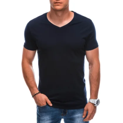 Pánske tričko s krátkym rukávom s v-výstrihom OMBRE EM-TSBS-0101 V-9 olive