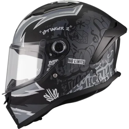 MT Helmets Dětská integrální helma na motorku Stinger 2 Tagger B2 matná černo-šedá