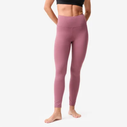 DOMYOS Dámske elastické legíny na jogu a pilates Breathe fialové XL - W35 L31