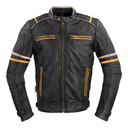 Pánska kožená moto bunda W-TEC Traction Farba čierna,