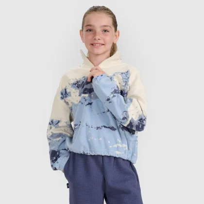 Dievčenský oversize fleece s potlačou - multicolor